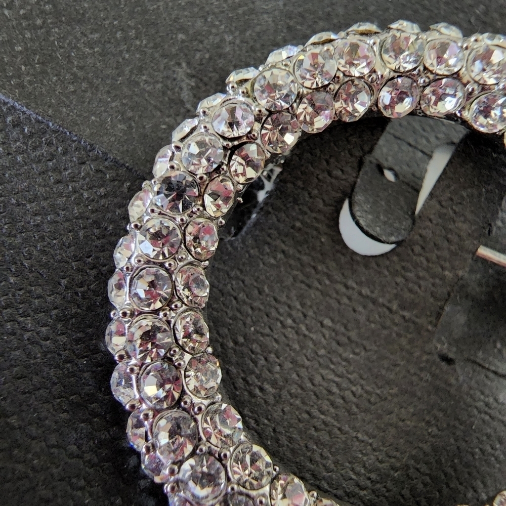 Cookie Lee silver jeweled circle shaped crystal brooch pin NWT - Picture 7 of 8
